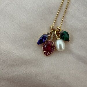 Elegant Gold Multi-Color Gemstone Pendant Necklace